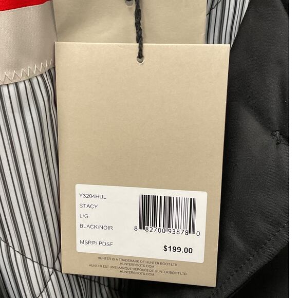 Hunter‎ Stacy Black Water Resistant Trench Coat Large Belted Rain Jacket NWT - Picture 10 of 12